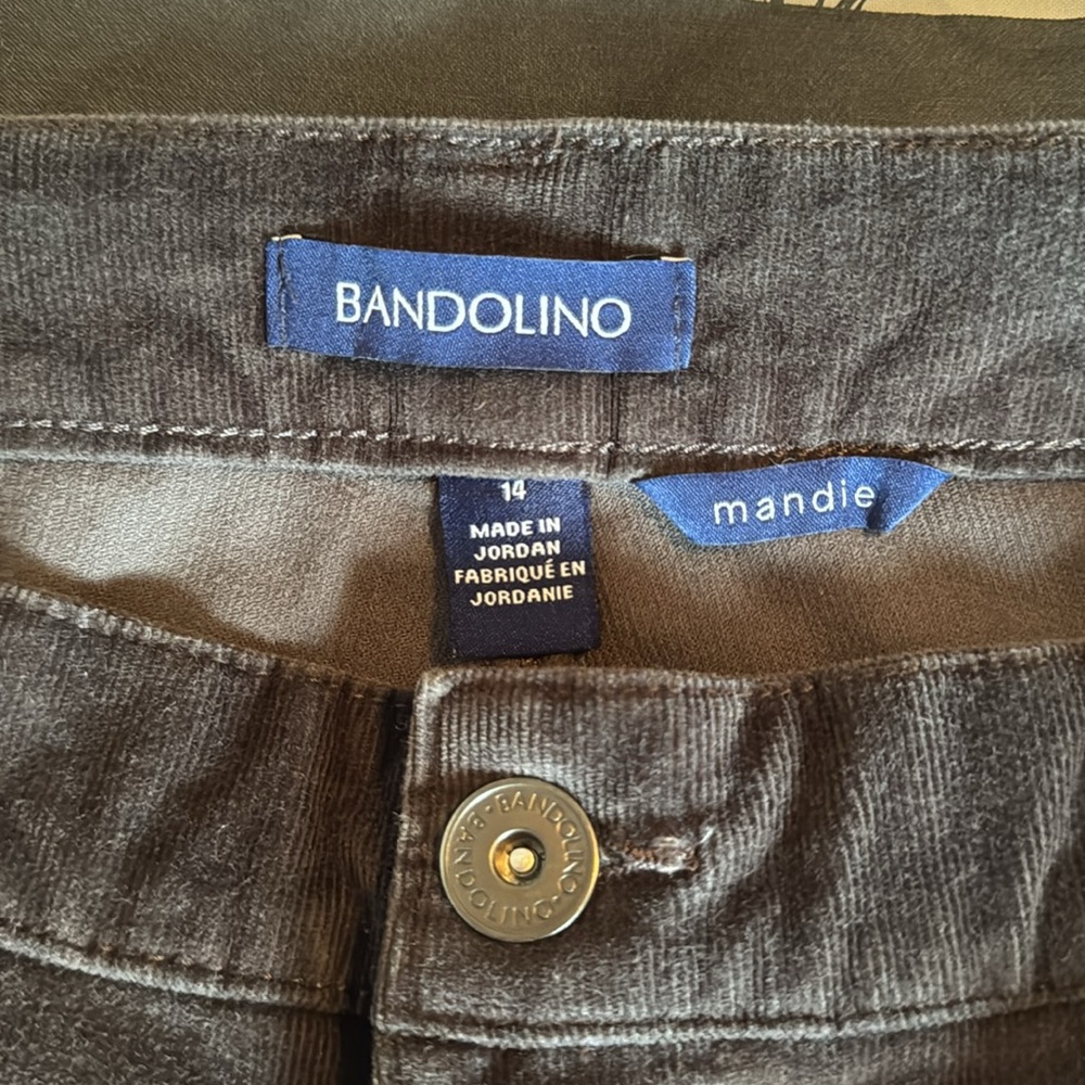 Bandolino Mandie Dark Brown Corduroy Pants Women’s Size 14 - Picture 5 of 6